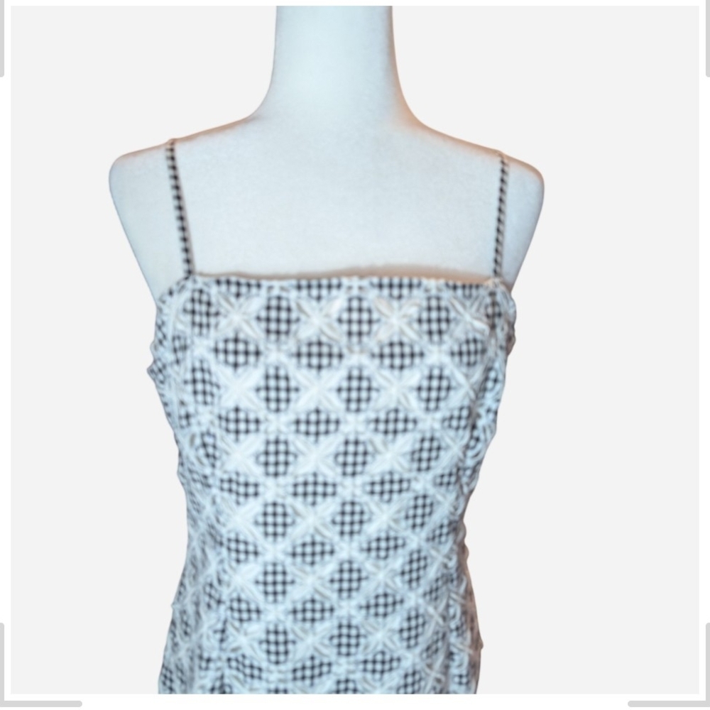 Lulu's Black and White Geometric Midi Dress - Picture 9 of 13